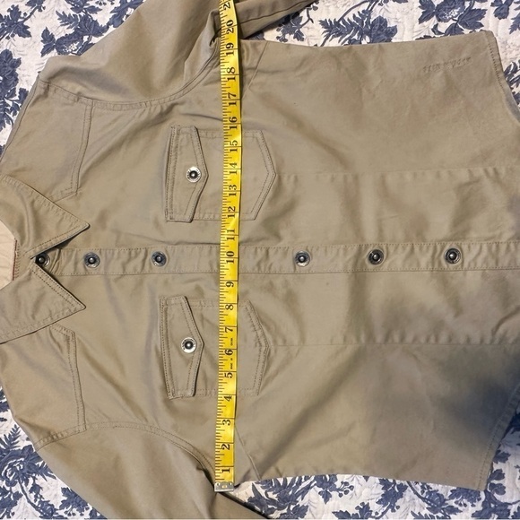 Blue Willi’s Khaki Double Top Stitched Snap Front Pocket Shirt Size L with Logo - Picture 10 of 11